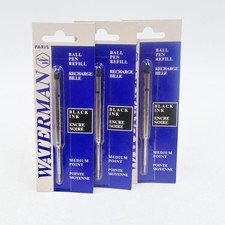 Waterman Ballpoint Pen Refill Black Medium Point Ink Vintage Bundle Of 3
