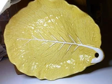 Huge Cabbage Leaf Santa Anita Ware  19" x 16"  Pottery Platter   Serving Piece