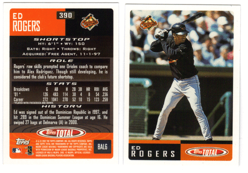 ED ROGERS 10 CARD LOT 2002 TOPPS TOTAL # 390 Baltimore Orioles - 第 1/1 張圖片