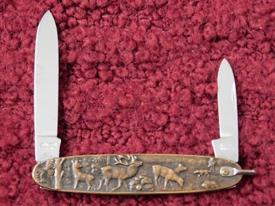 1972 ARNEX STAINLESS SOLINGEN POCKET/FOLDING KNIFE - HUNTING MOTIF