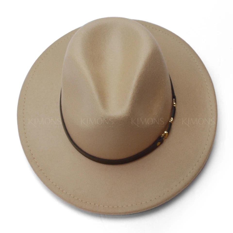 Wide Brim Wool Felt Fedora Panama Cowboy Girl Hat Casual Cap for men women Jazz - Image 2 of 4