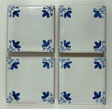 Set of Four Hand Painted Italian Terracotta Tiles