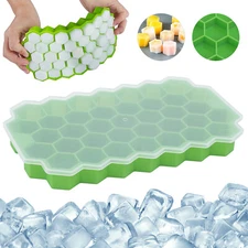 Silicone Ice Cube Trays with Clear Lid Hexagonal Ice Cube Tray 37 Compartments