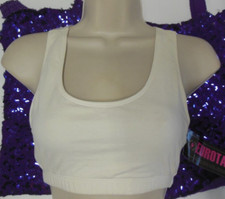 Eurotard Cotton Spandex racerback white crop top 10330 ladies size