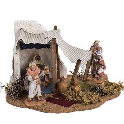 Zelt der Heiligen Drei Könige Weihnachtskrippe Fontanini: Dorf 12 cm