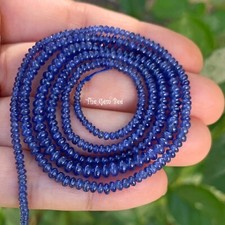 2mm-4mm Unheated Burmese Gem Royal Blue Sapphire Smooth Rondelle Beads 21.5"