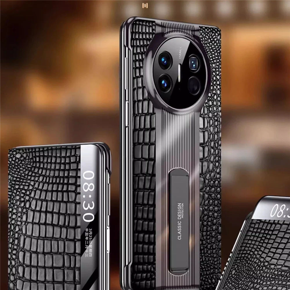 Genuine Cowhide Leather Magnetic Flip Case For Huawei Mate X5 X3 Bracket Cover - Picture 4 of 17