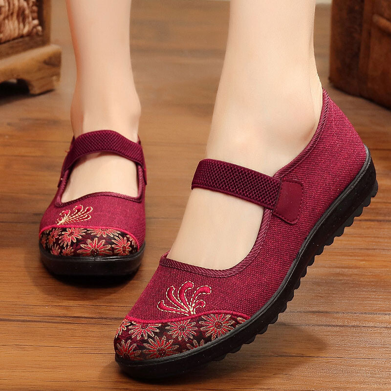 Women Pumps Ankle Strap Flats Walking Ladies Round Toe Non-slip Mary Jane Shoes