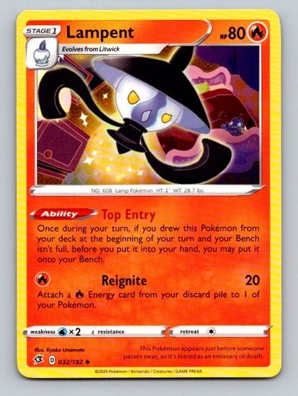 2020 Pokemon Card Rebel Clash Lampent 32/192