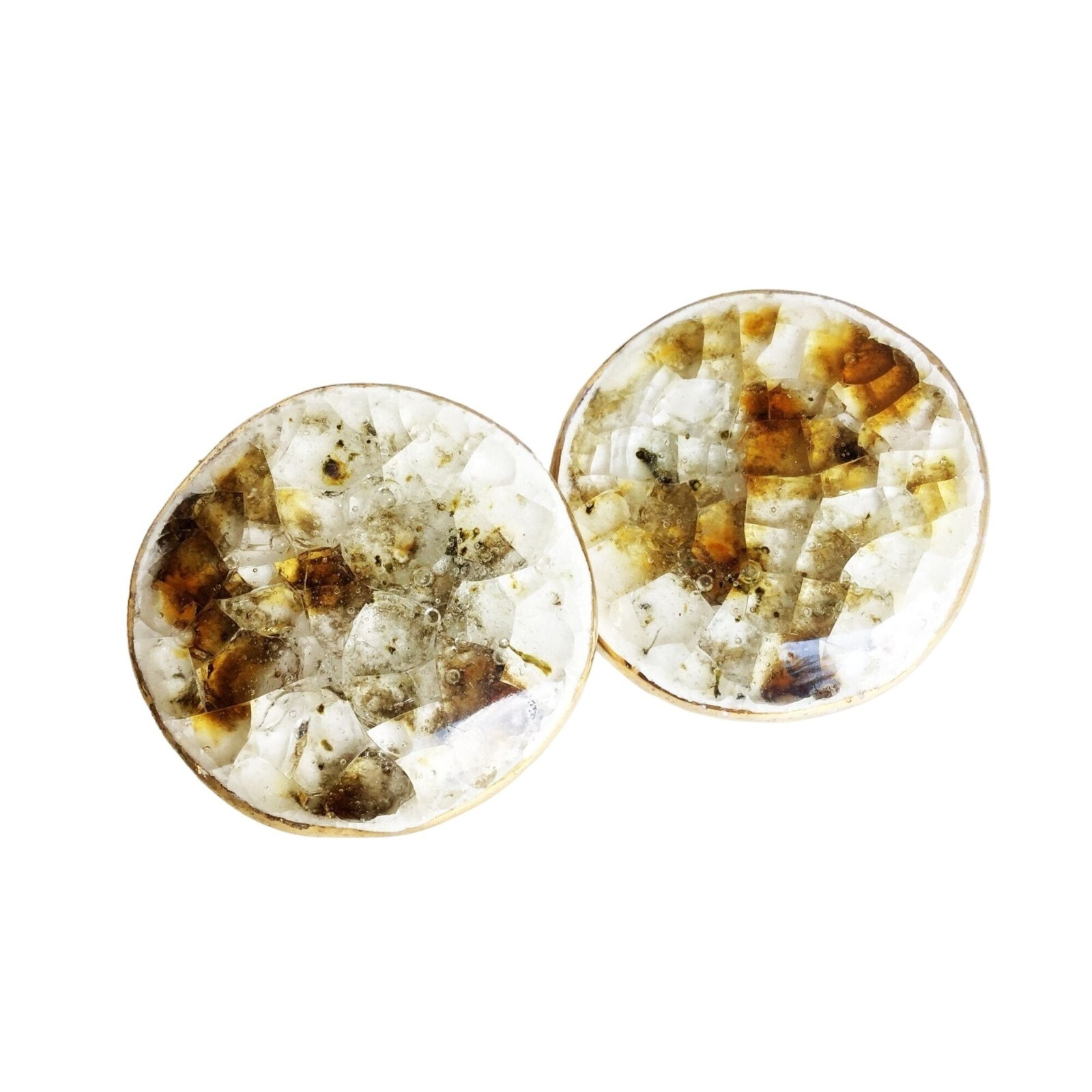 Handcrafted Crackled Effect Ceramic Earrings Bold… - image 1