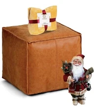 Pouf Ottoman Unstuffed Handmade Leather Pouf 17.7x17.7x17.7 Faux Leather PLUS!