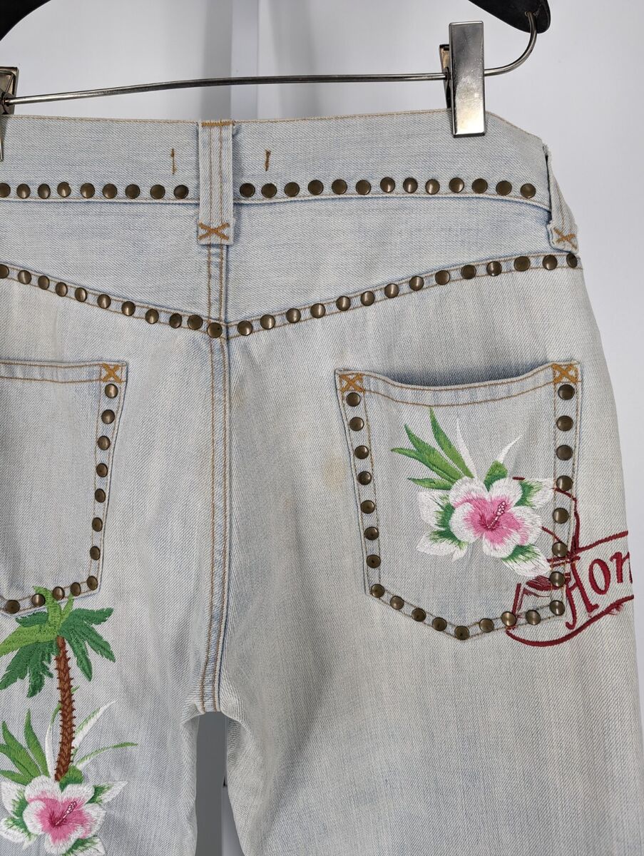 Dolce Gabbana Vtg Y2K Hawaiian Tropical Embroidered Studded Dolce Gabbana Vtg Y2K Hawaiian Tropical Embroidered Studded