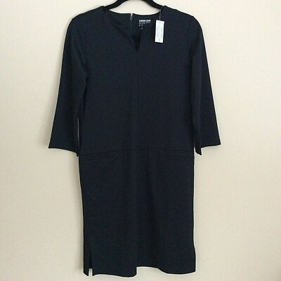 NWT Lands' End Outfitters 3/4 Sleeve Black Ponte Knit Dress Oeko-Tek Size  4P | eBay