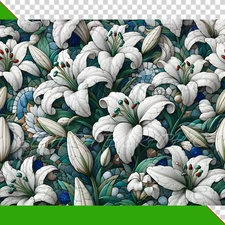 White Lilies Mosaic 20 oz Skinny Tumbler Wrap Press Ready Sublimation Transfer