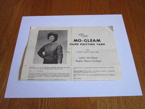 Vtg Mo-Gleam Yarn Knitting Patterns Ladies' Raglan Cardigan Men's Sweater 1960s - Picture 3 of 7