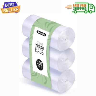 Gallon Trash Bags 150 Small Mini Garbage Clear Waste Basket