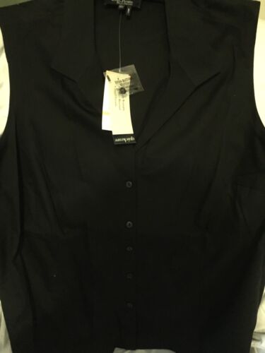 Evan-Picone Women's Size 24w Black Stretchy Sleeveless Button Up - Picture 1 of 5