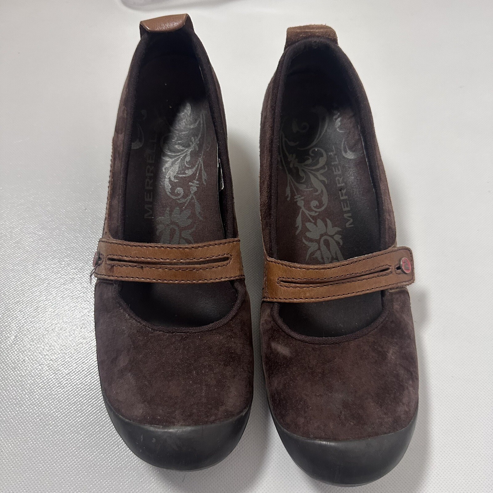 Mocassini Merrell donna 9 plaza fascia pelle scamosciata Mary Jane scarpe comode