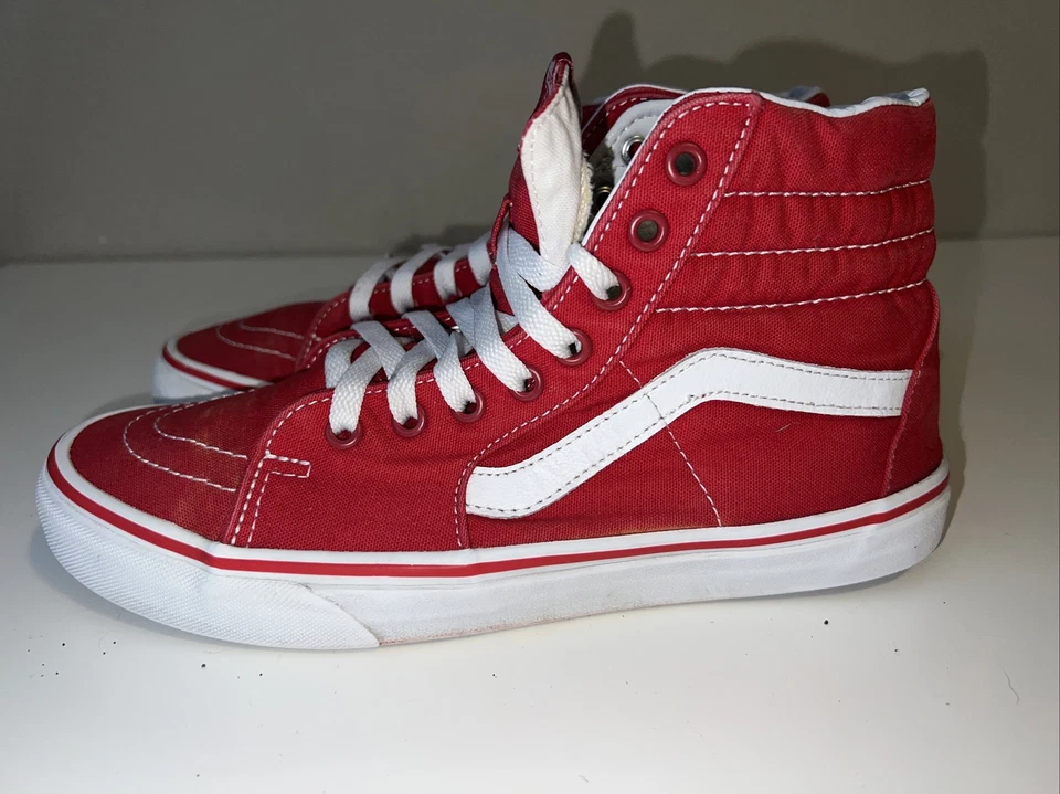 VANS Sk8 Hi Red Canvas Lace Hi Top Skate Shoes  Size Men’s 6.5 Women’s 8 - Image 4 of 4