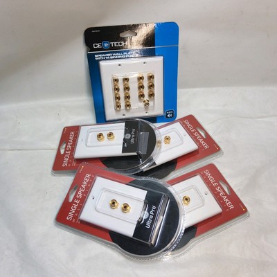 Set of 5 CE Tech GE ultra pro Speaker Wall Plates with Binding Posts home audio