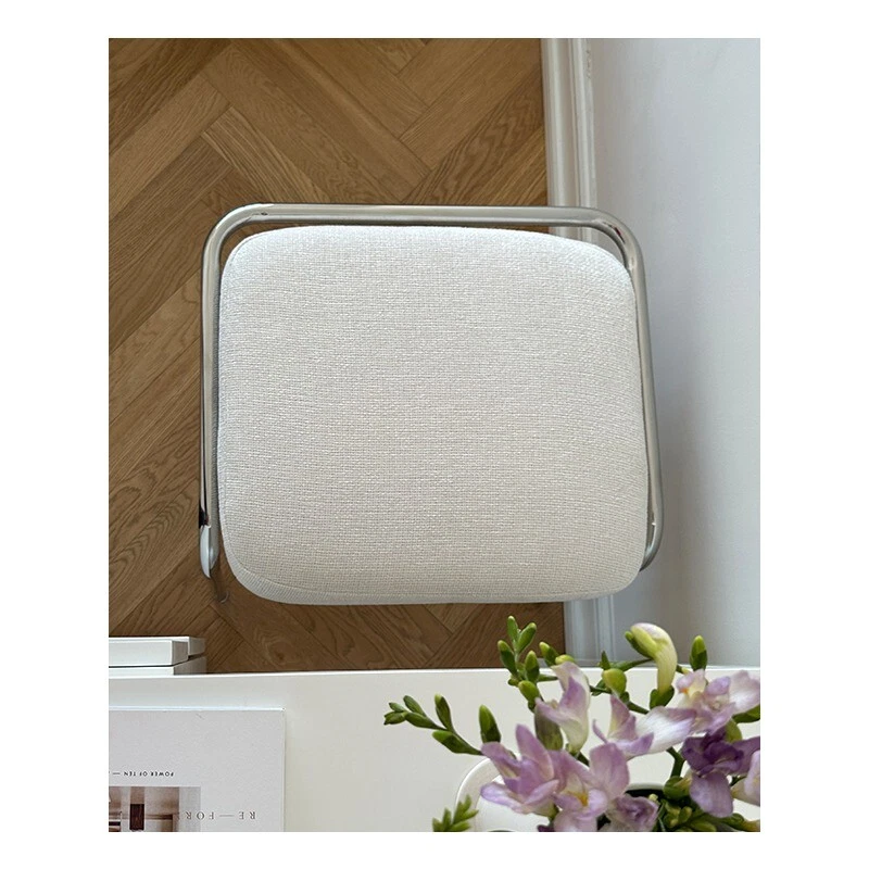 Cream wind stainless steel simple bedroom dressing makeup shoe changing stool - Image 3 of 4