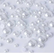 Half Round Flat Back Pearls Beads Glue on Gems Craft Embellishments Card Making