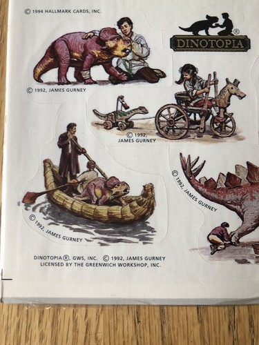 Vintage Hallmark Stickers Dinotopia 1992 James Gurney - Dinosaur Reptiles NIP - Picture 3 of 5