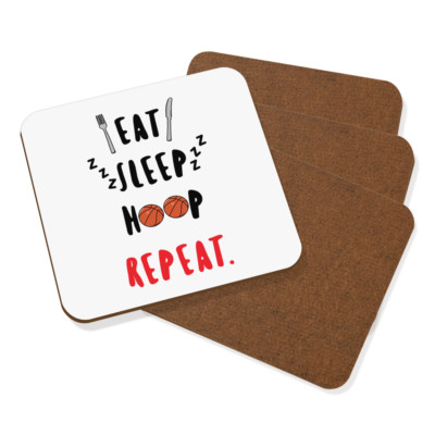 Eat Sleep Hoop Repeat Untersetzer Getränke Matte 4er Set - Lustig Basketball Sport