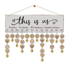 Wooden Family Birthday Reminder Calendar Board with 100 Tags Gift