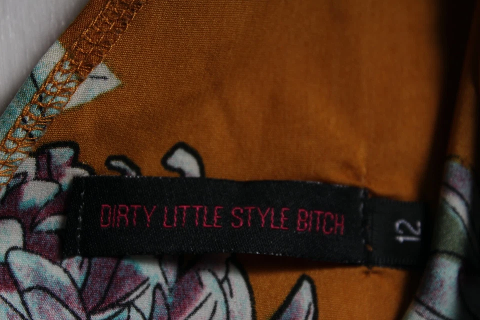 Womens Floral Front Button Off Shoulder Dress - Rust - size 12 (b14) - Image 2 of 2