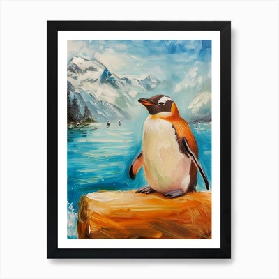 Adlie Pinguin Paradies Hafen Öl P gerahmtes Wandbild Poster Leinwanddruck Bild