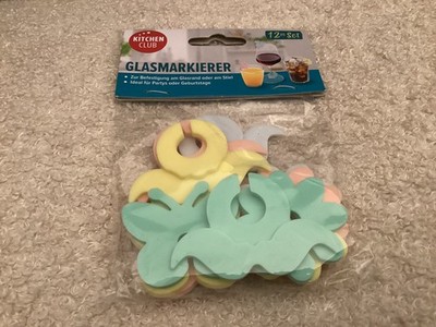  NEU & OVP KITCHEN CLUB 12er Set Glasmarkierer Glasrand Stiel Party Geburtstag