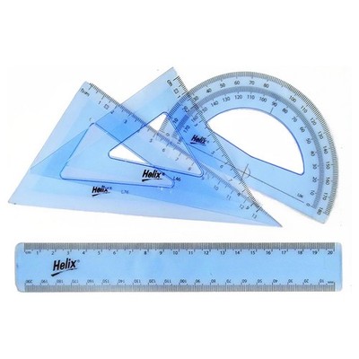 Helix Geometrie Set - Back To School Mathe Set, 2x Set Quadrate und Winkelmesser