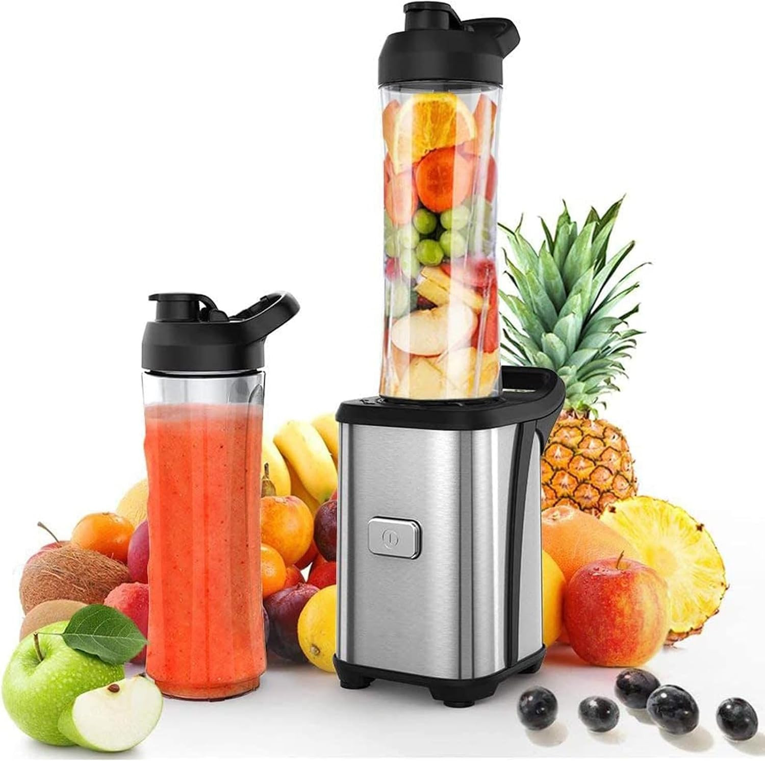Smoothie Maker 350W Compatto: Frullatore Design con 2 Bottiglie 600ml