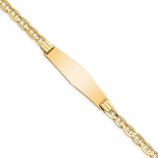 14k Yellow Gold Solid Plate Anchor Link Chain Soft 33x9.8mm Plate ID Bracelet 7"