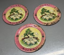 Vintage Ohio Art Little Bo Peep Tin Toy Plates Lot Of 3