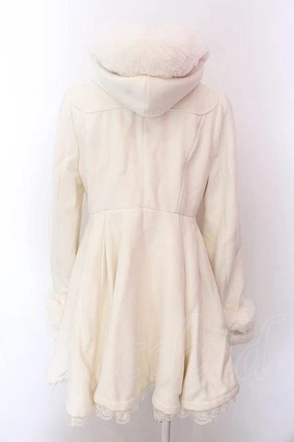 OFF WHITE Cappotto lungo bianco sporco Ma Rs cappuccio pelliccia sintetica e maniche staccabili