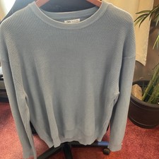 Zara Men  s Sweater Light Blue Size Large Long Sleeve Crew Neck Sweater