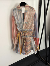 matching striped lace waist long-sleeved shirt dress short skirt