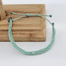 Pura Vida Solid Original Bracelet – Ice Blue Cord, Iron P Tag