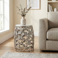 Beistelltisch 40Cm Silber Marmor Wohnzimmertisch Alu Sofatisch Couchtisch Rund