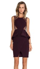 BCBG MAX AZRIA NEW 368 Whitley Sheer Lace Trim Peplum Pencil Dress Size 2