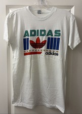 Vintage Rare Adidas Trefoil Graphic Colorful T-Shirt XL Made in USA