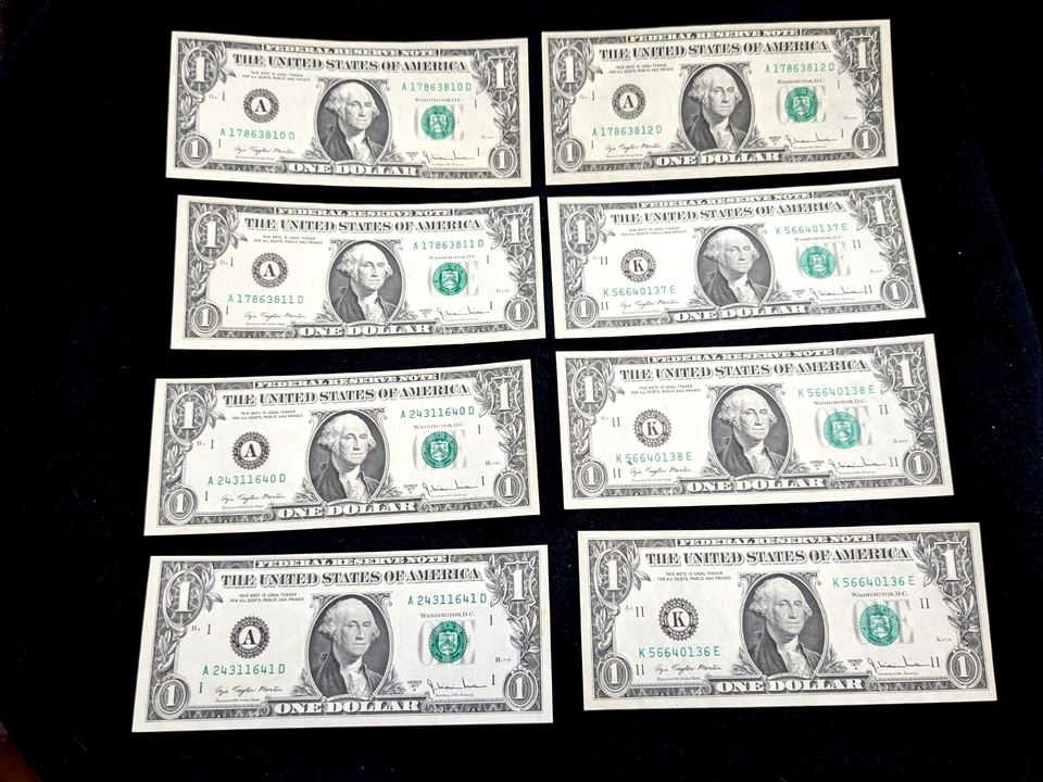 8 GEM/CU 1977A $1  FRNs. 3 CONSECUTIVES RUNS DALLAS + BOSTON       #10 - Image 2 of 4