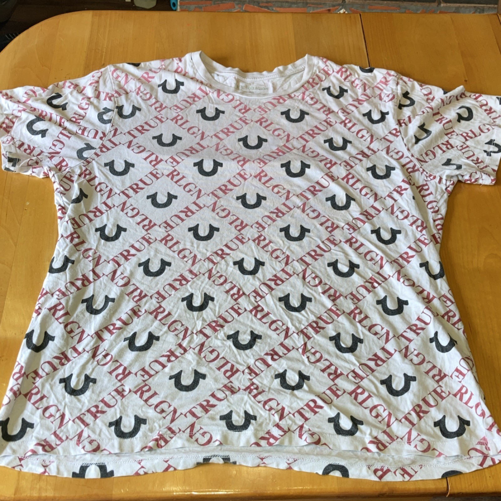 True Religion Men's XXL Graphic Logo Crew Neck Short Sleeve Cotton T-Shirt White