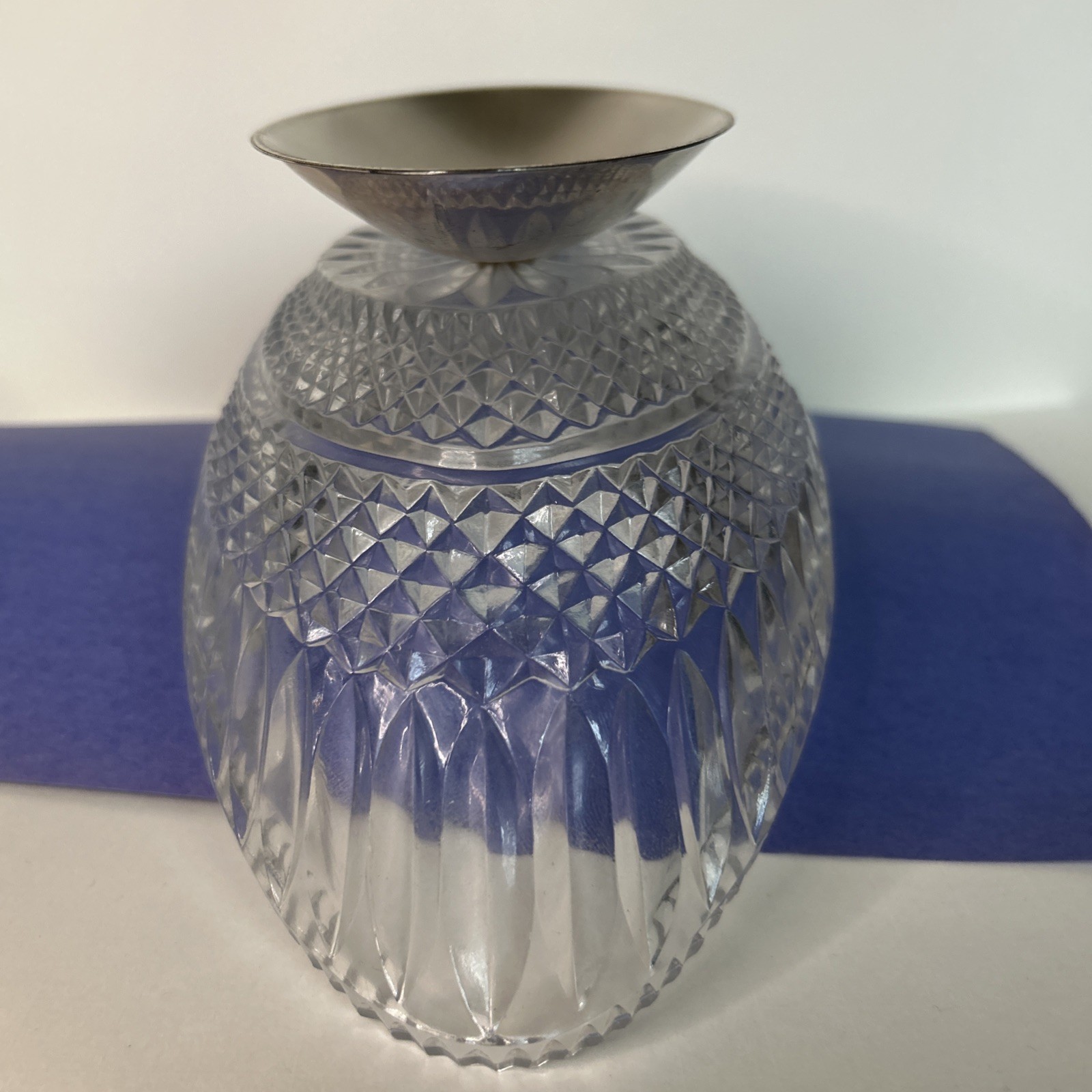 Vintage West Germany Crystal Pedestal Compote with Silver Plated Base -00