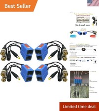 4 Pair Passive Video Balun BNC to RJ45 Adapter with Power, 1080P-8MP Surveill...