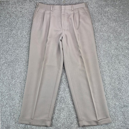 Saint Laurent, Vintage Yves Saint Laurent Pleated Dress Pants Mens 36x29 Brown Cuffed YSL