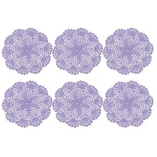 6Pcs Crochet Handmade Doilies 7.8" Placemats Lace Coasters Light Purple