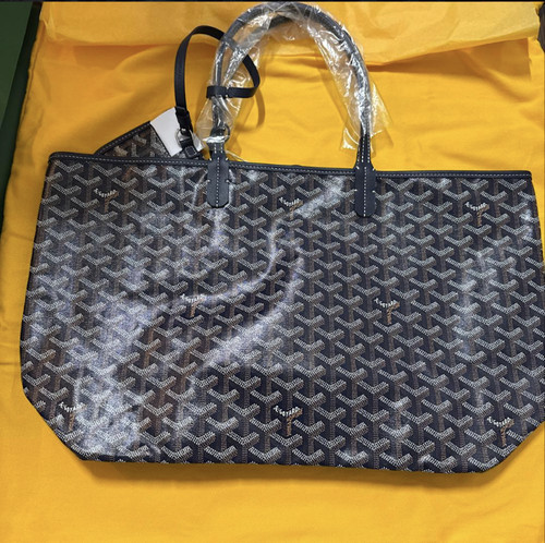 Goyard Saint Louis PM Tote Bag Pouch Navy Shopping Shoulder Purse Auth tag New